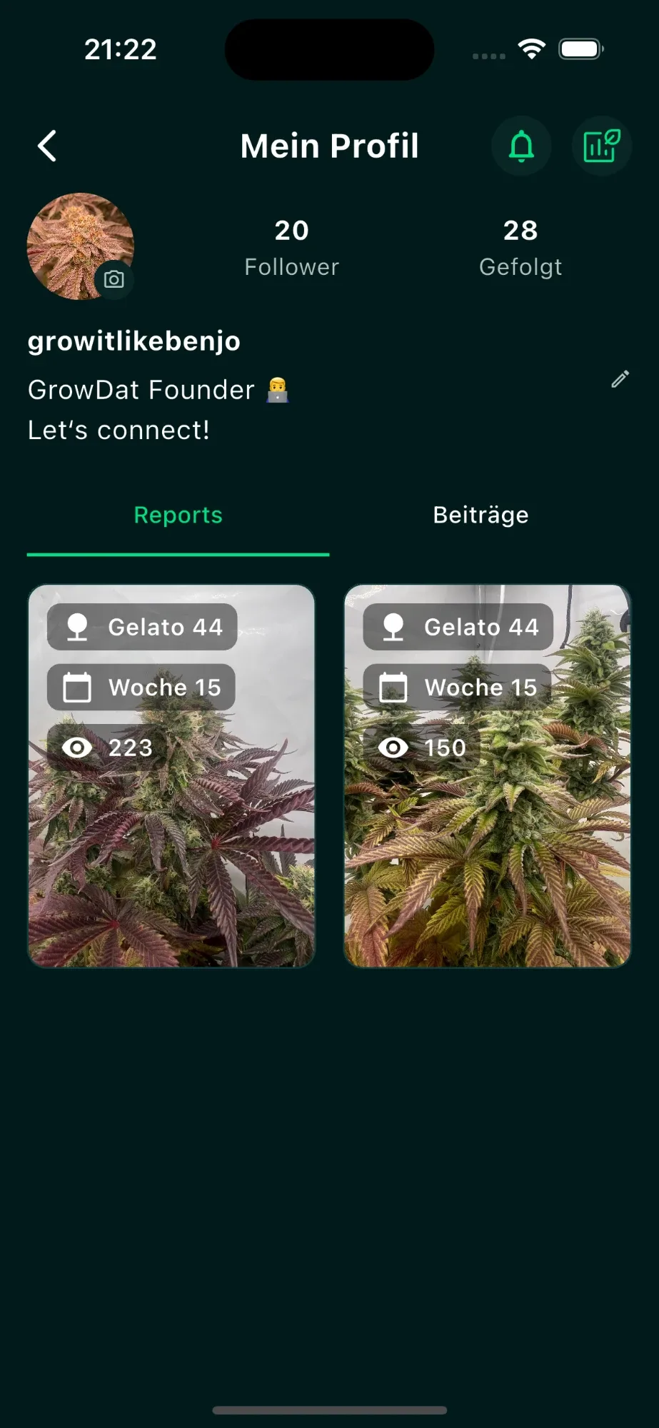 Profil von growitlikebenjo mit seinen öffentlichen Reports zu Gelato 44